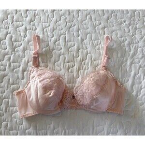 Vintage Sears Union Label Daye Rose Pink Satin Lace Underwire Bra Sz 34C